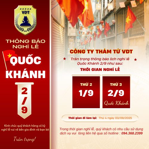 Công Ty Thám Tử VDT Thông Báo Lịch Nghỉ Lễ Quốc Khánh 2/9/2025