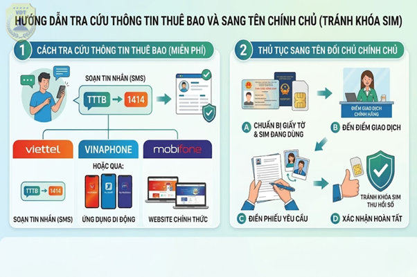 Cách tra cứu thông tin thuê bao Viettel, VinaPhone, MobiFone Và Thủ tục sang tên tránh khóa SIM