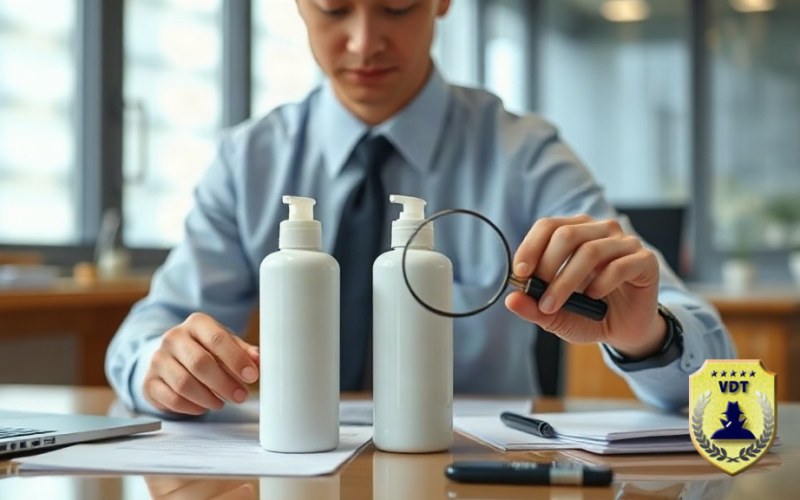 Doanh nghiệp so sánh sản phẩm thật và sản phẩm nghi bị làm giả