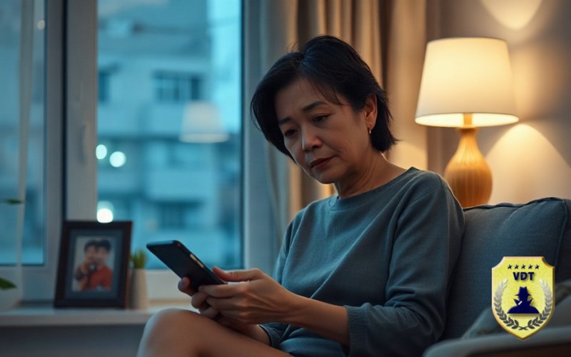 Thủ tục trình báo người mất tích: Báo ở đâu, cần giấy tờ gì? Người mẹ lo lắng nhìn điện thoại chờ tin người thân mất liên lạc